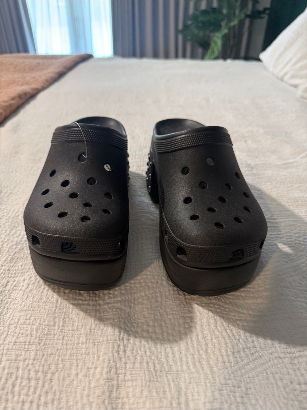 Brand new platform stuffed crocs never worn